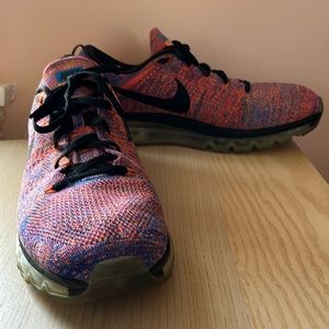 NIKE Flyknit Air Max Photo Blue Total Crimson Mens 13